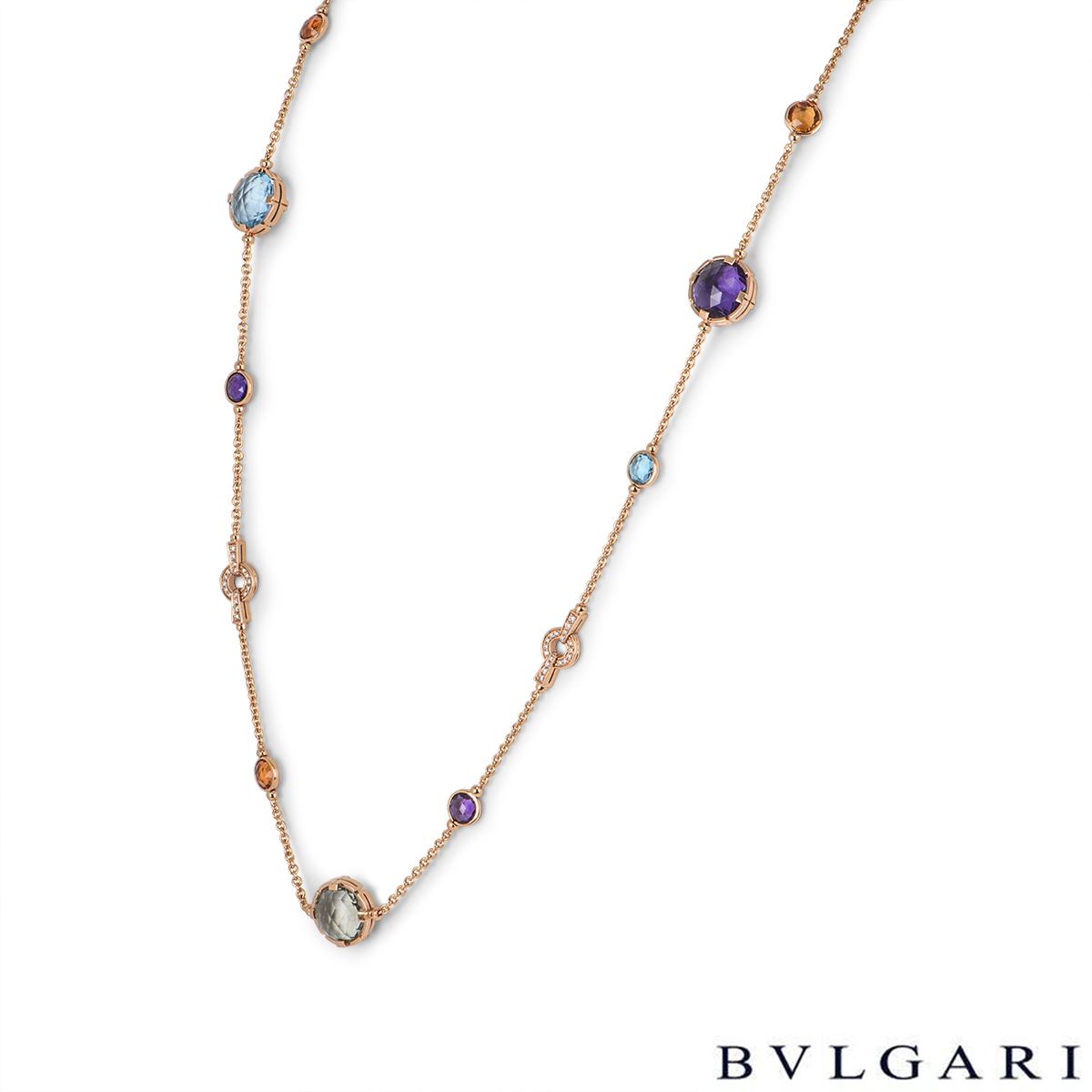 Bvlgari Rose Gold Parentesi Cocktail Diamond & Multi-Gem Necklace ...